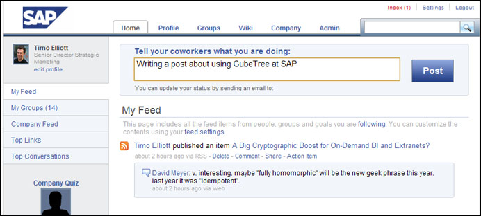 Social Networking @ SAP: CubeTree