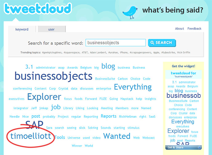 BusinessObjects TweetCloud